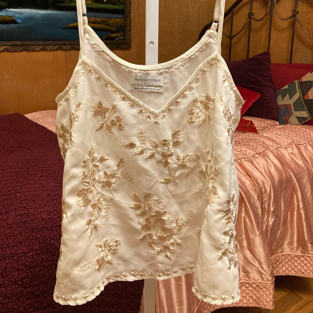 White embroidered tank